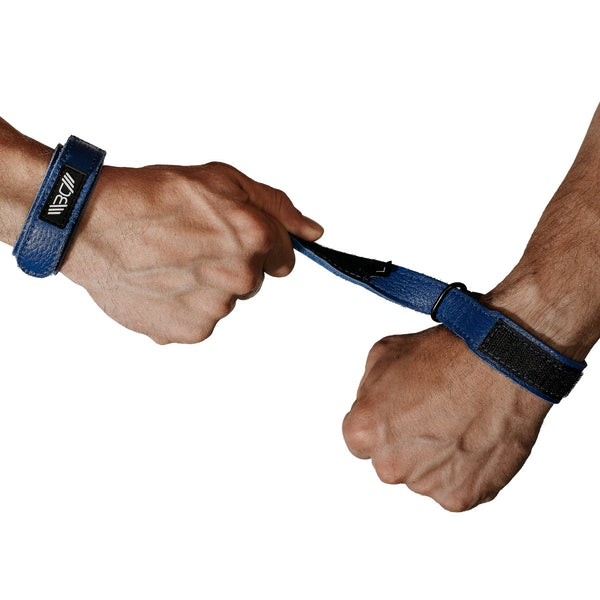 Muñequeras de Cuero Para Gym Azul