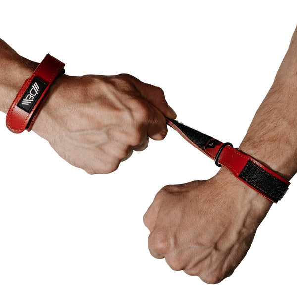 Leather Wrist Wraps Basic Red