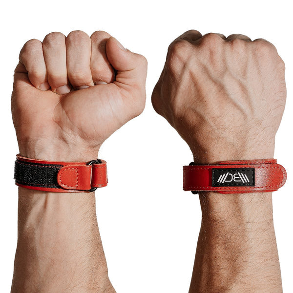 Leather Wrist Wraps Basic Red