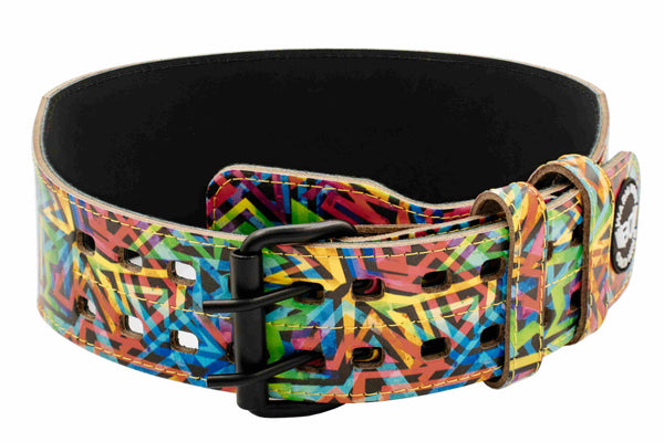 Leather Weightlifting Belt Rainbow Triangle