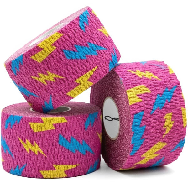 1,5″ Pink Narrow Weightlifting thumb Tapes with Flash design (3 Rolls) - Warm Body Cold Mind