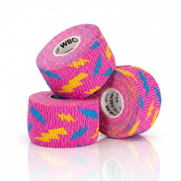 1,5″ Pink Narrow Weightlifting thumb Tapes with Flash design (3 Rolls) - Warm Body Cold Mind