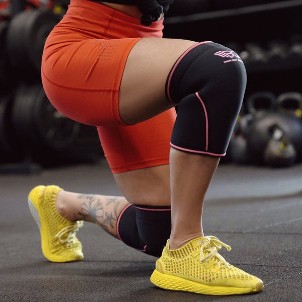 7mm Weightlifting Knee Sleeves Black & Pink