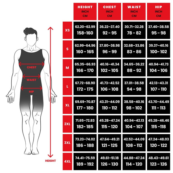 WEIGHTLIFTING COMPRESSION SINGLET S-4 Size Chart - Warm Body Cold Mind