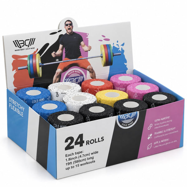 Weightlifting Thumb Tape Mix (Black, Blue, Pink, White, Red, Yellow) 24 per pack - Warm Body Cold Mind