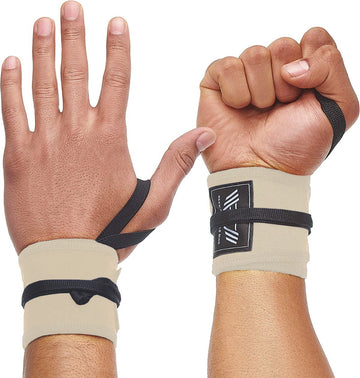 Cotton Weightlifting Wrist Wraps Beige
